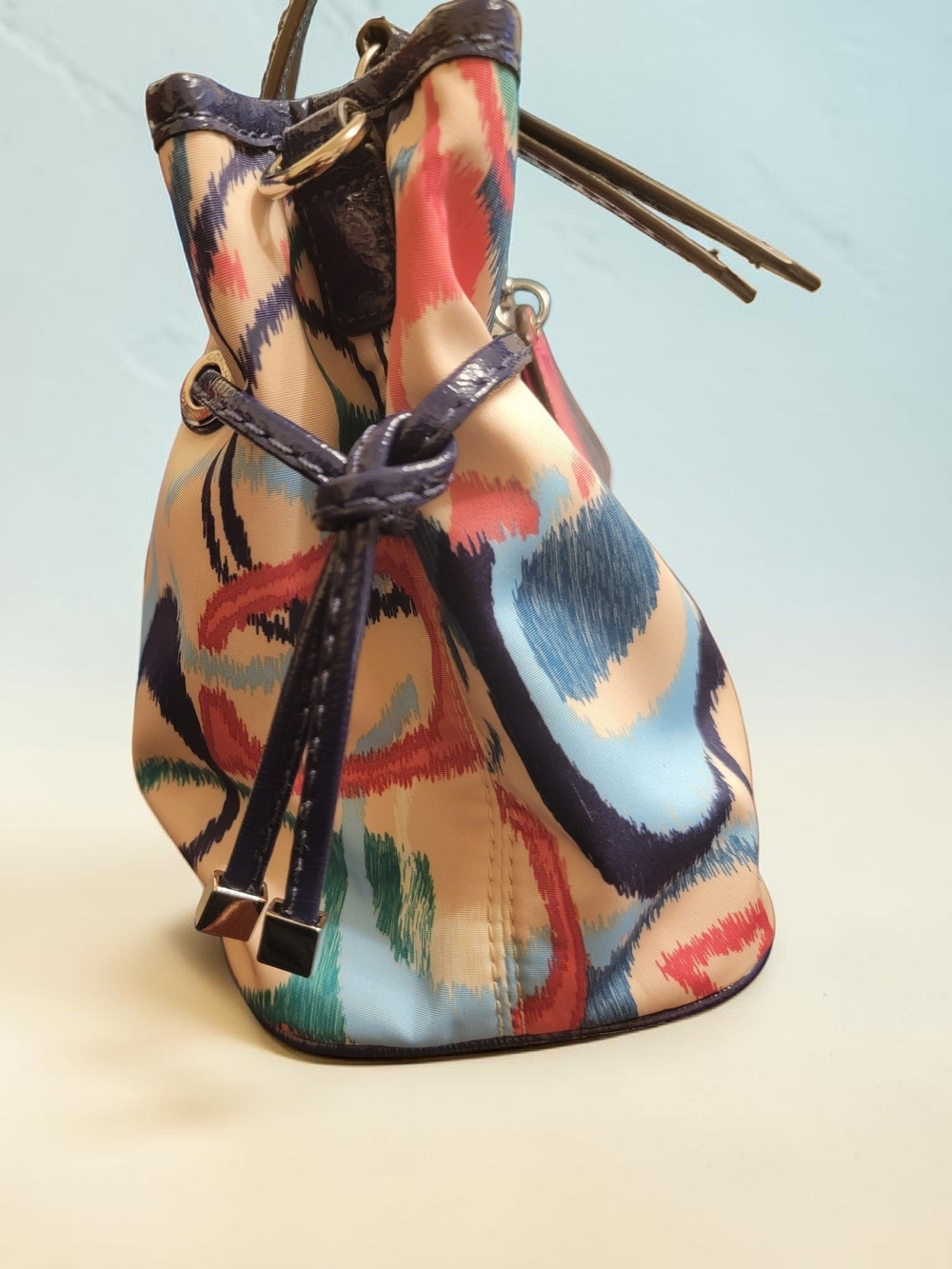 Coach Multicolor Signature Print Tote with Navy Trim/Dust Bag Included - Picture 3 of 10